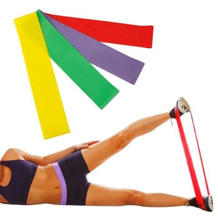 Lot de 4 Bandes Élastiques Résistance Premium - Ensemble de 4 Bandes d'Exercice de Fitness Entrainement et Garantie à Vie G04D6