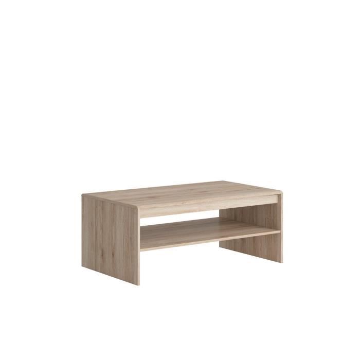 SUZANNI - Table basse pour le salon - Style scandinave - 110 x 65 x 46,5 cm - Espace de rangement supplémentaire - Chêne