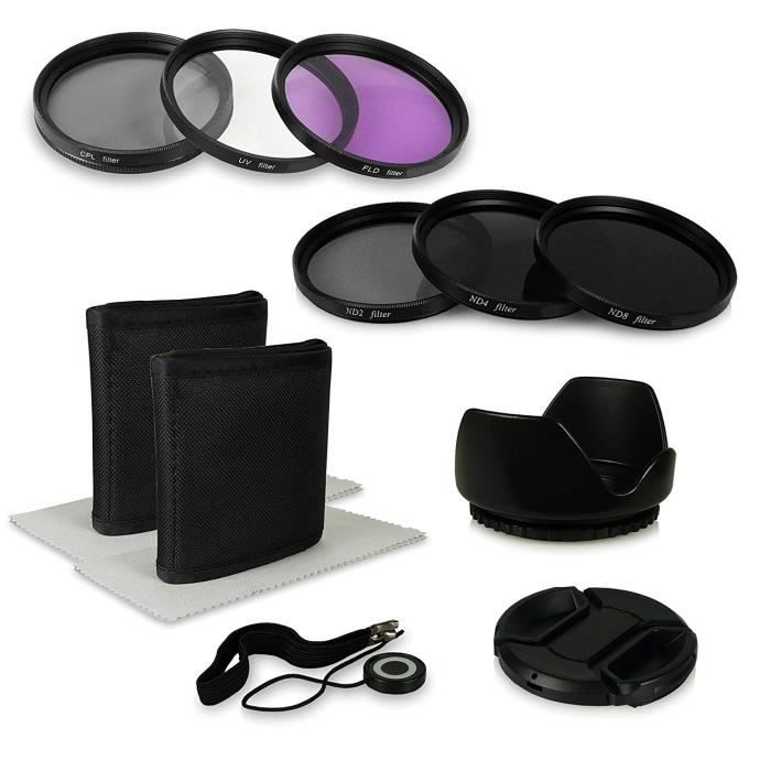 55mm 8in1 Kit d'accessoires pour Appareil Photo numérique Canon EOS 1100D - 550D - Sony Alpha 100 - 200 - 230 - 290 - 330 - 350 -
