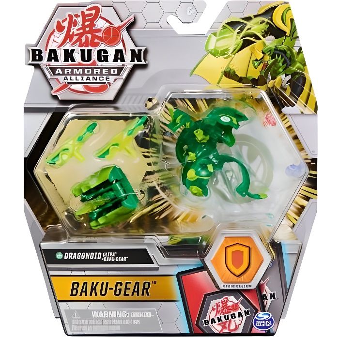 Bakugan Ultra : Armored Alliance - Dragonoid + Baku-Gear + Carte - Boule Verte Transparente - Figurine Deluxe - Jouet Garcon