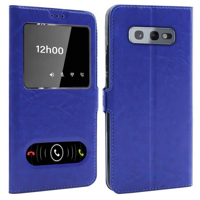 Coque Samsung Galaxy S10e, Double Fenêtre - Bleu