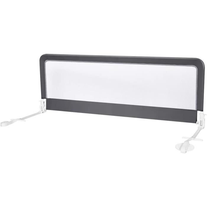 DREAMADE Barrière de Lit Pliable pour Bébés,Barrière de Protection en Tissu Maille pour Lit dEnfants et Parents, 150 x 42 cm Gris