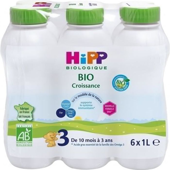 Hipp Bio Combiotic Lait de Croissance Liquide 3ème Âge Lot de 6 x 1L