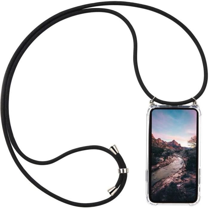 Coque Samsung Galaxy A71 4G Lanyard Housse Collier Transparent Cordon Tour de Cou Case Réglable Telephone Portable Cover NeckNZ