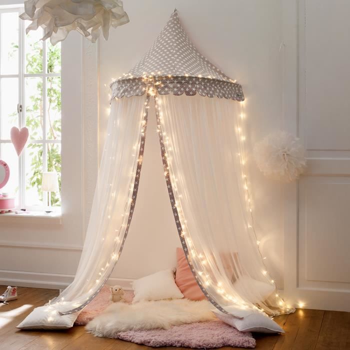 howa Ciel de lit baldaquin pour enfant « Henry » gris / blanc 8509