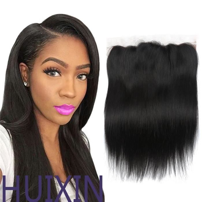 Brésilienne droite 13*4 Lace Frontal Closure 1 pcs couleur naturelle 100% extension de cheveux 14 Pouces
