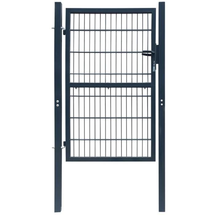 Dealpark Portillon de jardin, patio Portail en Grillage portillon cloture exterieur en Acier Anthracite 106 x 250 cm