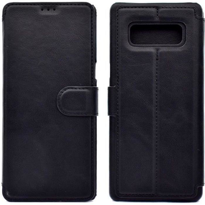 Etui Pour Samsung Note 8 Housse à Rabat Portefeuille Amovible avec Coque Magnétique en Cuir Premium Protection-Noir