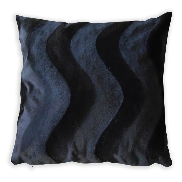 O'CBO Coussin déhoussable fourrure - 57 x 57 cm - Noir