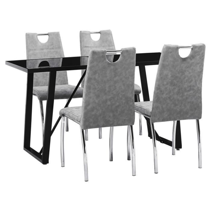 Set de Salle /à Manger Table avec 2 chaises Set de Bistro Noir et Argent 80 x 53 x 74,5 cm en.CASA