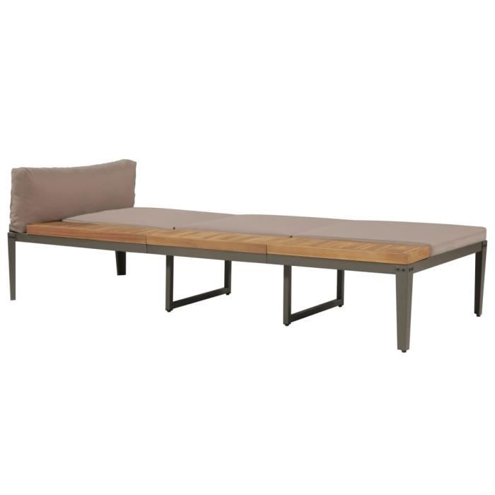 Chaise Longue de Jardin,Chaise Longue pliante,Bain de Soleil Transat avec coussins Bois d'acacia solide Marron