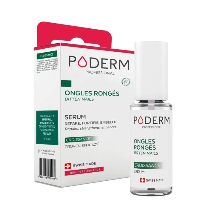 PODERM - huile Sérum - Ongle Rongé Soin Croissance Bio - 100% Naturel - Swiss Made