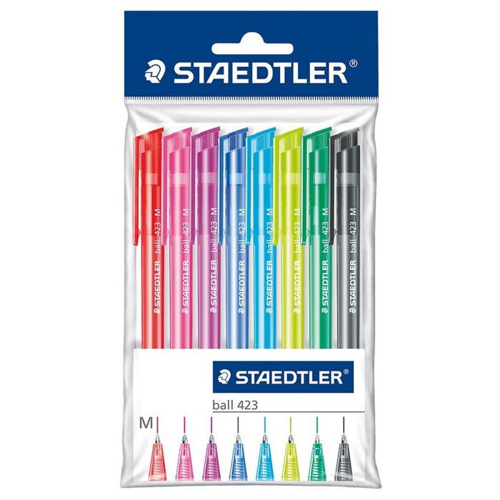 Lot de 8 stylos à bille rétractable - Pointe médium - Ball 423 - Staedtler