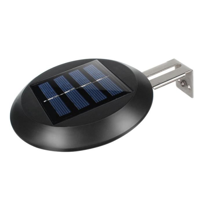 2PCS / Set 9LED lumière blanche mur solaire extérieure étanche jardin clôture évier rond (noir) LAMPE A POSER