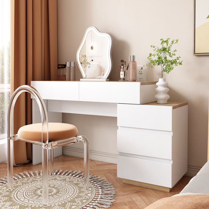 Coiffeuse Moderne Table De Maquillage Avec 5 Tiroirs Armoire D coiffeuse-moderne-table-de-maquillage-avec-5-tiroirs-armoire-d
