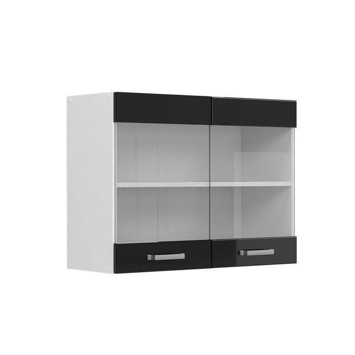 Armoire en verre R-Line 80cm Noir Haute brillance/Blanc Vicco 41044 Armoire en verre R-Line 80cm Noir Haute brillance/Blanc Vicco 41044