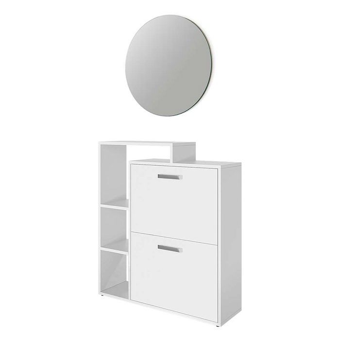 Meuble à chaussure Orlando 2 pièces avec miroir Blanc Vicco 43397 Meuble à chaussure Orlando 2 pièces avec miroir Blanc Vicco 43397