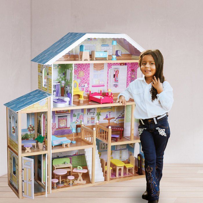 Rijoka Maison de poupée en bois Mansion Villa XXL Ensemble de