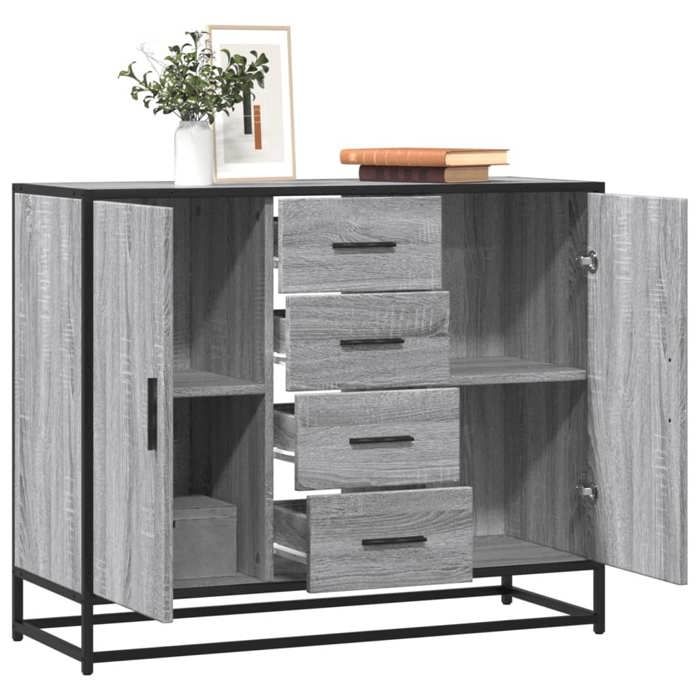 vidaXL Buffet sonoma gris 92x35x76 cm bois dingénierie 3300828