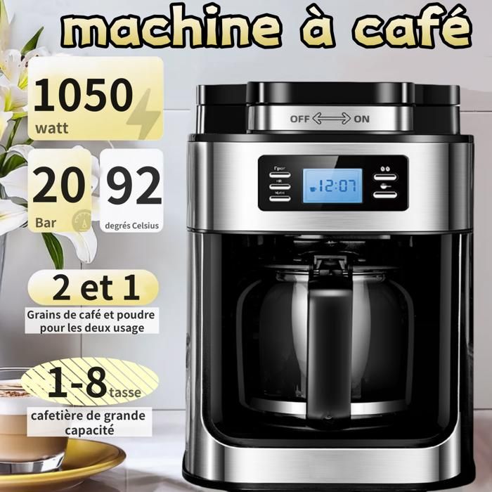 Moulin à Café Électrique AMZCHEF - 24 Réglages De Mouture - Ecran LCD - Support Porte-Filtre - 300g Trémie