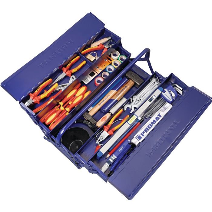 Assortiment d'outils pour électriciens - 66 pièces - Coffret en acier ...