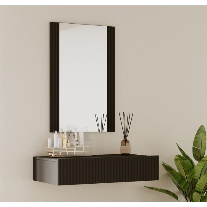 Coiffeuse cannelé avec Miroir et Tiroir | Coiffeuse Suspendu pour ...