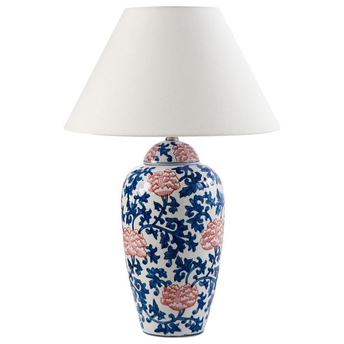 Lampe à poser VERUSA Porcelaine Blanc/bleu