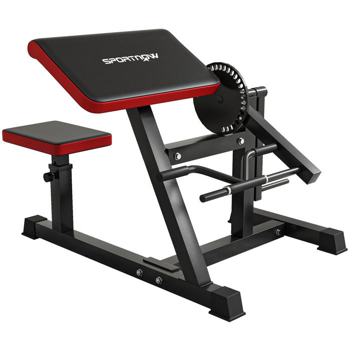 Banc de musculation pour biceps - SPORTNOW - 2-en-1 - hauteur assise réglable 5 niveaux - support haltères - charge max. 120 kg