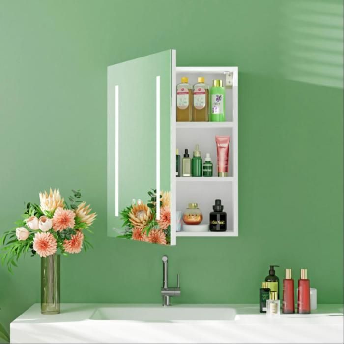 MIPAN.Armoire Miroir de Salle de Bain avec LED - Meuble Haut De Salle De Bain - Element Mural De Salle De Bain -80 x 60 x15cm