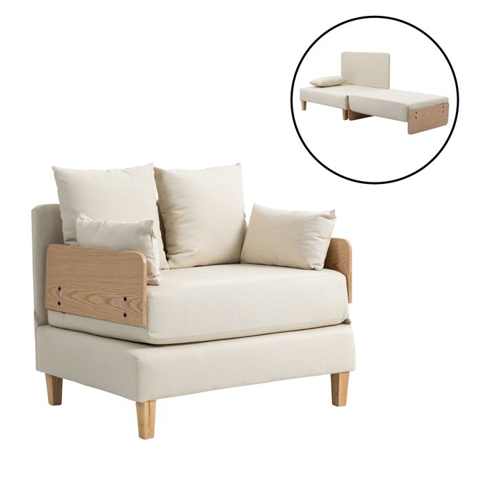 Canapé convertible 1 place Seinlus 81 x 88 x 68 cm beige