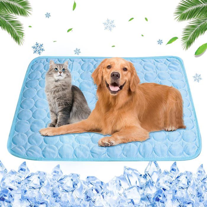 Tapis rafraîchissant pour animaux de compagnie réutilisable adapté pour rester au frais en été 70*55CM (bleu)