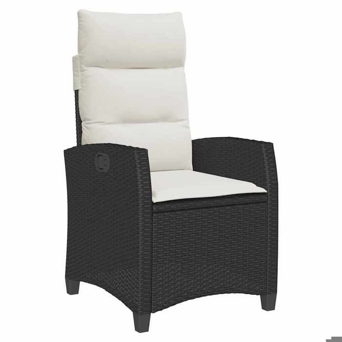 NEW 2025 Fauteuil de jardin - GKO - Anti-UV - inclinable avec table dappoint noir polyrotin - size:65x58x94 cm @@4225