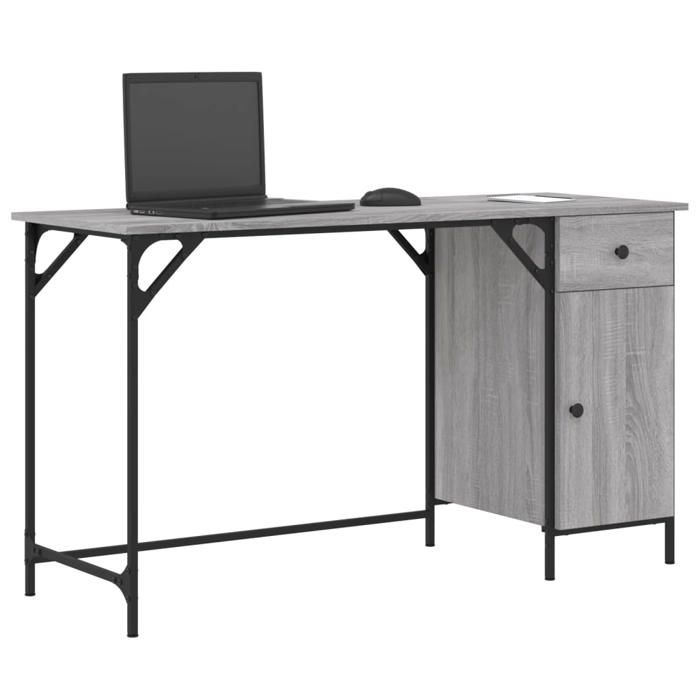 Kenneth@ Bureau - 1 PERSONNE - Table dordinateur - sonoma gris - 131x48x75 cm - bois d’ingénierie LL644