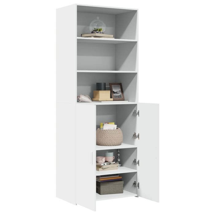 MGH - TOP Haut Armoire Vaisselier - Buffet Pour Salon/Bureau - blanc 70x42 5x185 cm - bois dingénierie LV1429