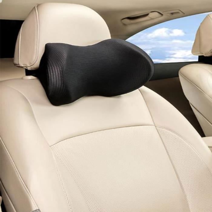 Treesiche Appui-Tête Voiture En Cuir Nappa Premium – Coussin Cervical Ergonomique Réglable Pour Soulager Les Douleurs Au Cou En Conduite Longue Distance, Noir