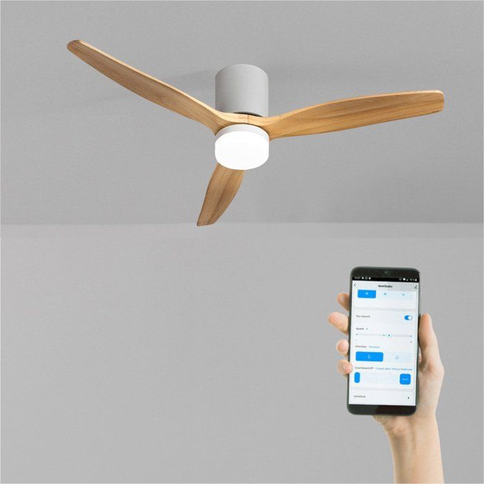 Ventilateur de plafond - Create - WIND CALM CONCRETE - Silencieux - Ø132cm - Bois - LED - Create