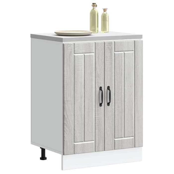 Meuble sous évier en bois dingénierie - vidaXL - Sonoma gris - 60x46x81.5 cm - Capacité 70 kg - Pieds réglables