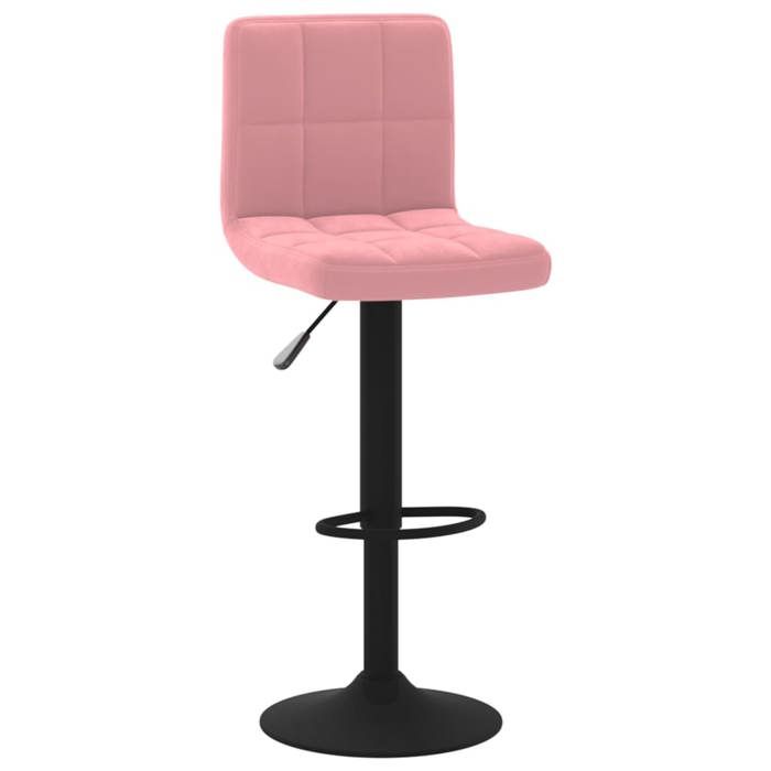 Tabourets de bar en velours - CLARENCE - Lot de 2 - Rose - Pivotement 360° - Hauteur réglable - Repose-pied intégré