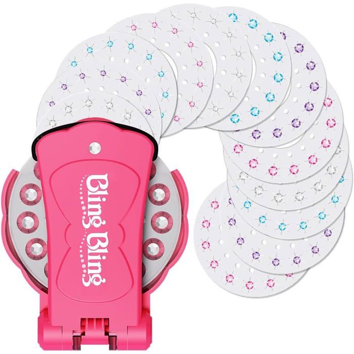 Kit de coiffure créative - Outil à strass - 180 gemmes colorées - Cadeau pour filles - 4 ans et plus