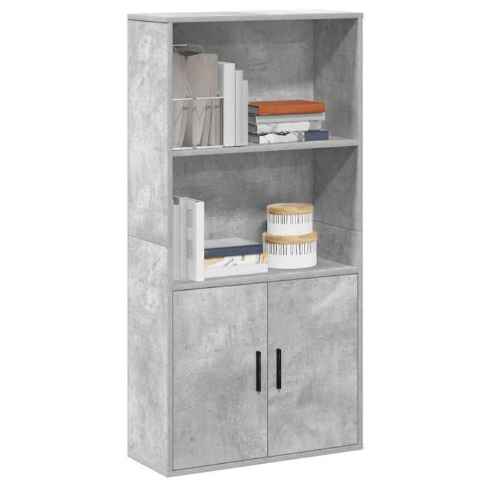 SALE 2026 Armoire étagère magazine Gris - Bibliothèque gris béton 60x24x120cm - bois dingénierie PRO733122819