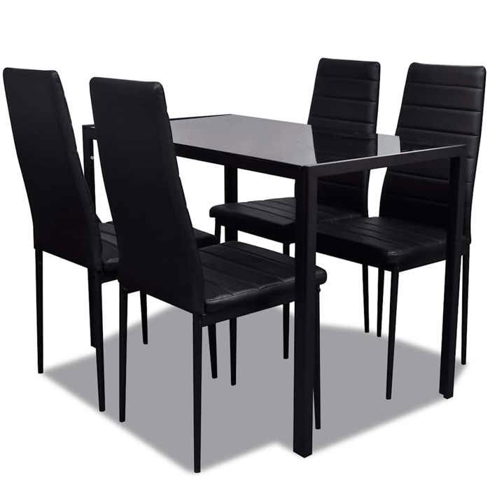 SALE 2026Ensemble de bistro/salon (Table de cuisine + chaise) Noir - Ensemble de table pour salle à manger cinq pièces noir 34.15