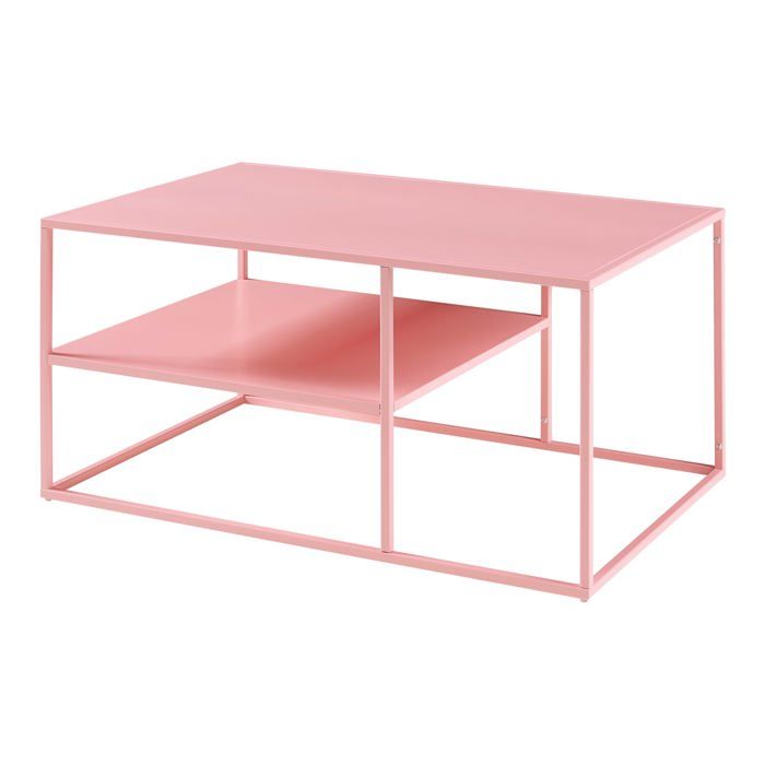 Table basse - HELLOSHOP26 - Modèle 03_0010860 - Rectangulaire - Acier rose - 90x60x45 cm