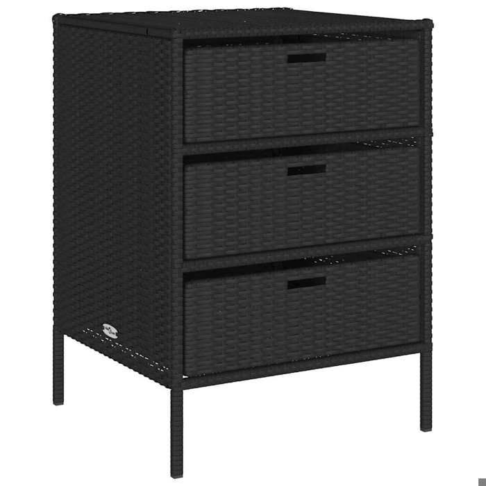 SALE 2026Armoire de rangement de jardin - Coffre de rangement extérieur noir 55x59x80cm - Résine tressée 17 Kg 2353675