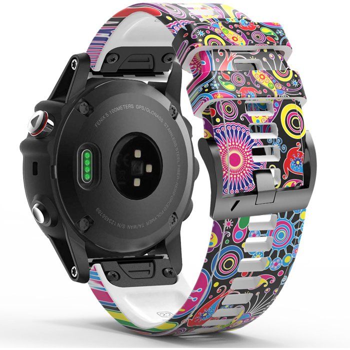 Stravo bracelet sport silicone à motifs QuickFit 22 mm pour Garmin Fenix 6–8 Epix Gen 2 Forerunner 745–970 Quatix 7–8 Noir