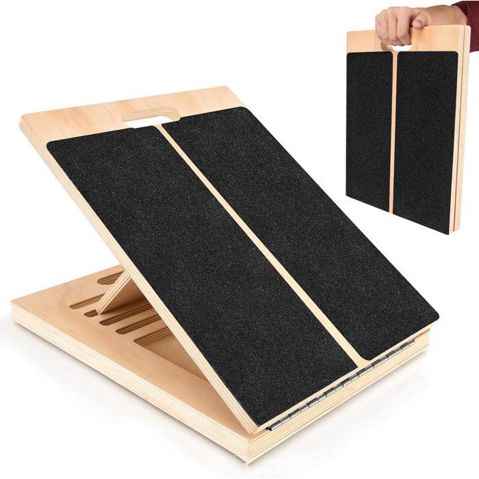 Planche détirement des mollets - Planche inclinée pour étirements des mollets - Étireur de mollets en bois - Planche fine avec