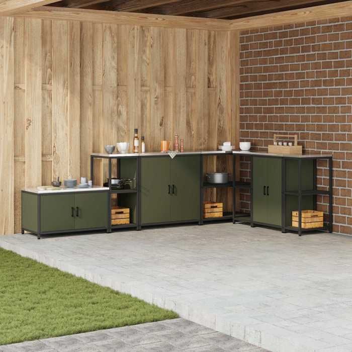Armoire de Rangement de cuisine Meuble bas Vert olive 60x50x92 cm Acier A13956