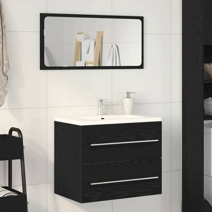Meuble WC SWEETY Noir Meuble sous lavabo de salle de bain - Anti lhumidité - chêne noir 60x385x48cm - Pour maquillage CL73542859