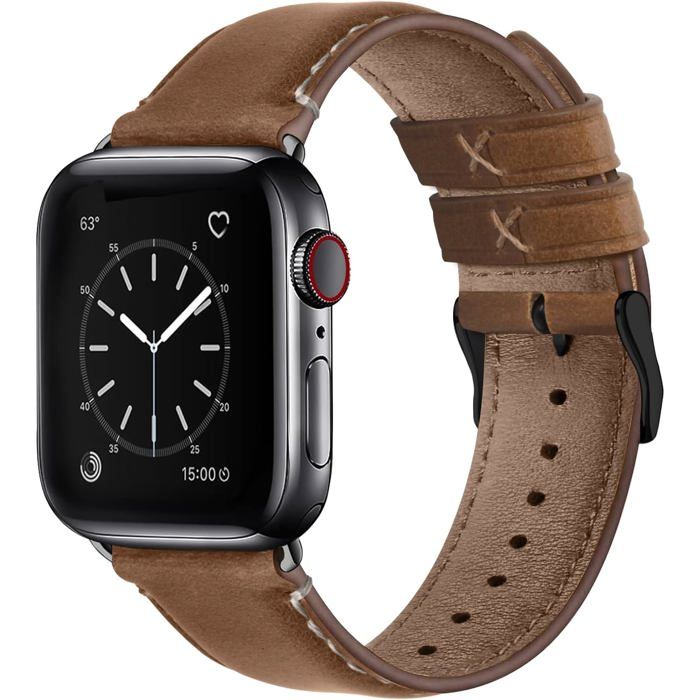 1 Bracelet en cuir véritable compatible Apple Watch Ultra 3/2/1 49mm Series 11/10 46mm 9/8/7 45mmSE 44mmboucle acier Label