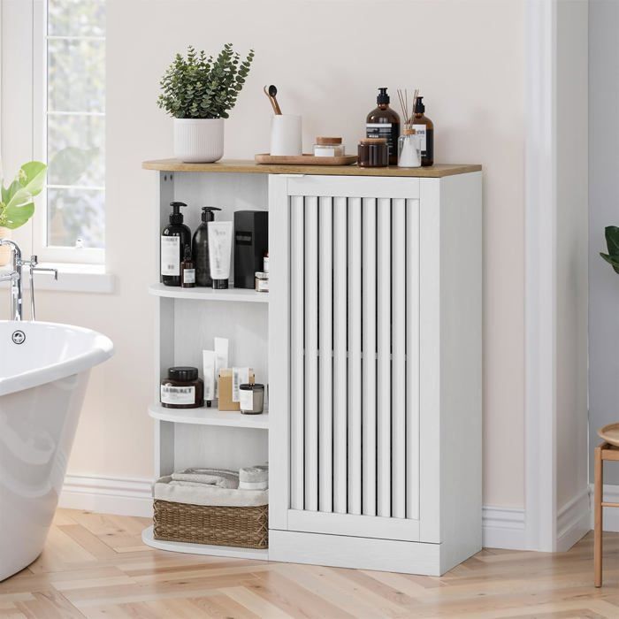 Armoire de Rangement Intelligente -Armoire en Bois avec Porte à persiennes - idéale pour la Salle de Bain - la -Le Salon-68x25x76cm