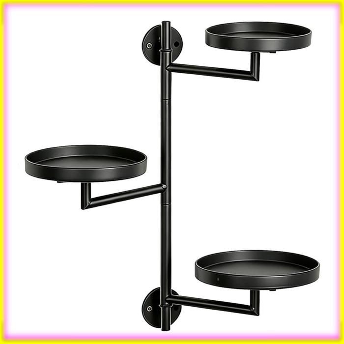 keenso Étagère rotative pour plantes Porte-plantes mural à fenêtre rotative étagère flottante en métal deco decoration 3 plateaux